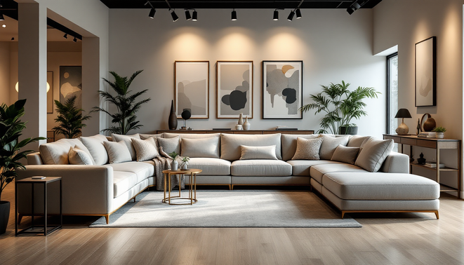 Showroom sofa phong khach hien dai voi cac kieu dang da dang