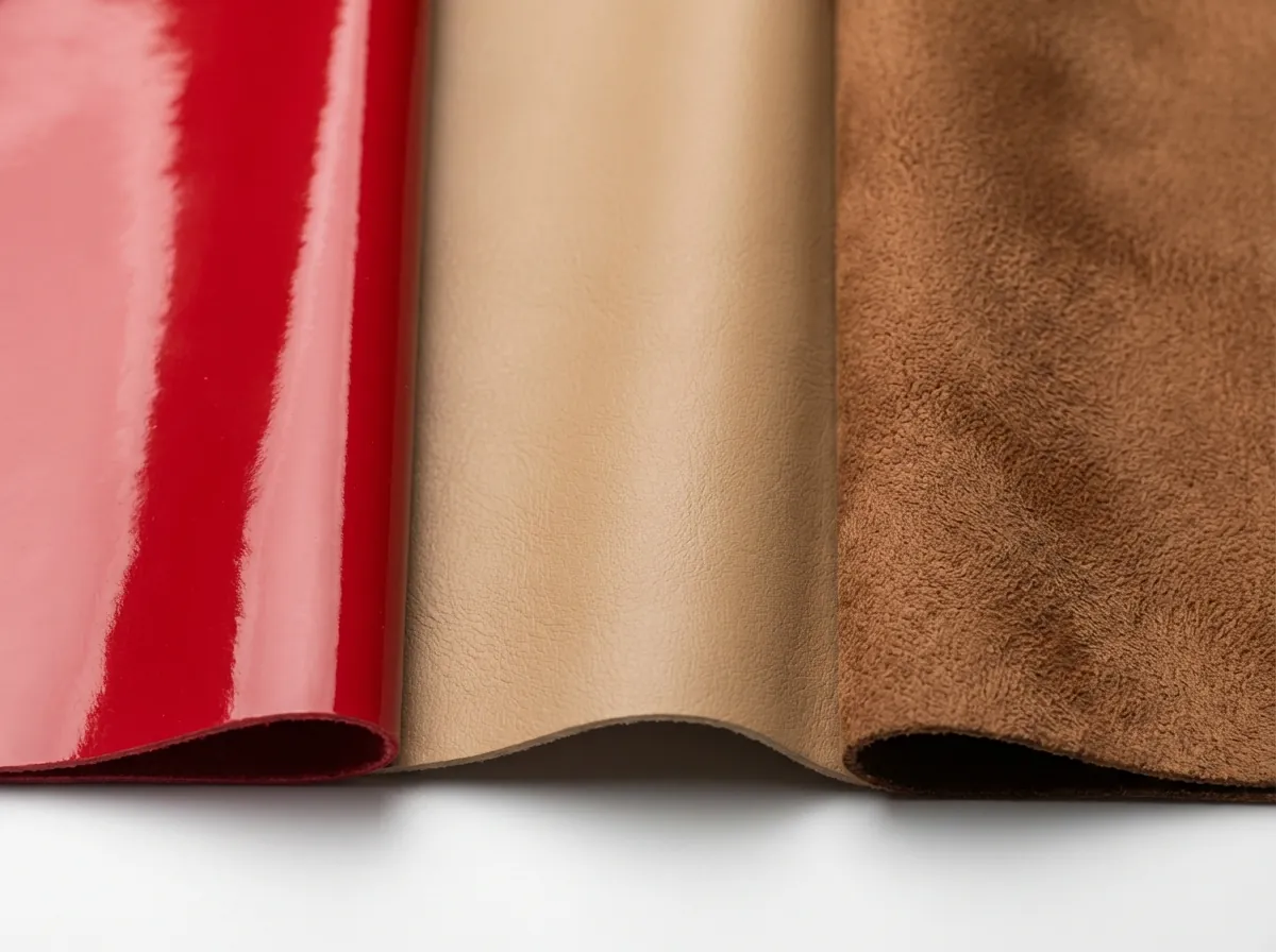 so sánh 3 loại da công nghiệp PVC PU Microfiber đặt cạnh nhau