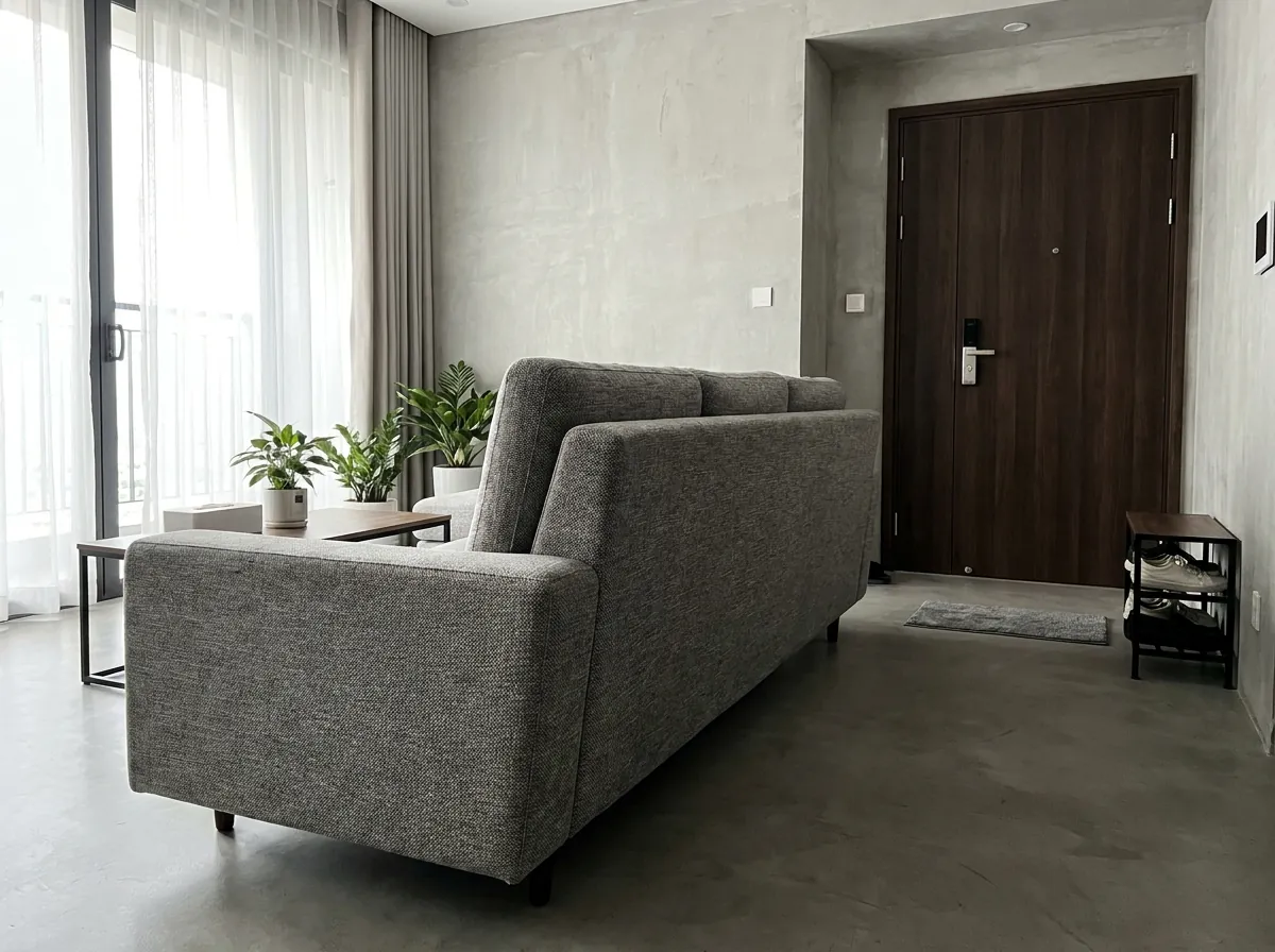 Sofa quay lưng ra cửa chính — kiêng kỵ phong thủy cần tránh