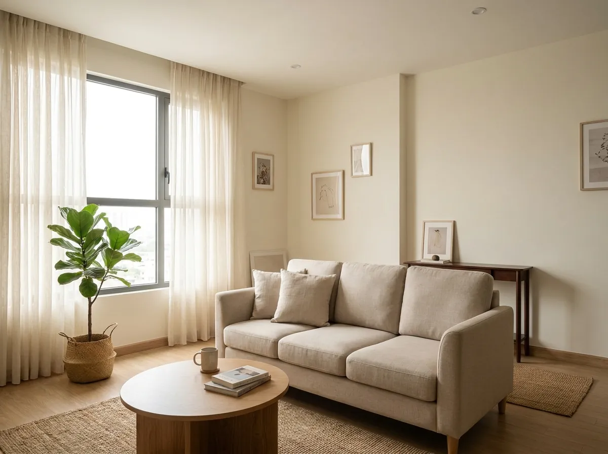 Sofa bọc vải hiện đại trong căn hộ chung cư TPHCM
