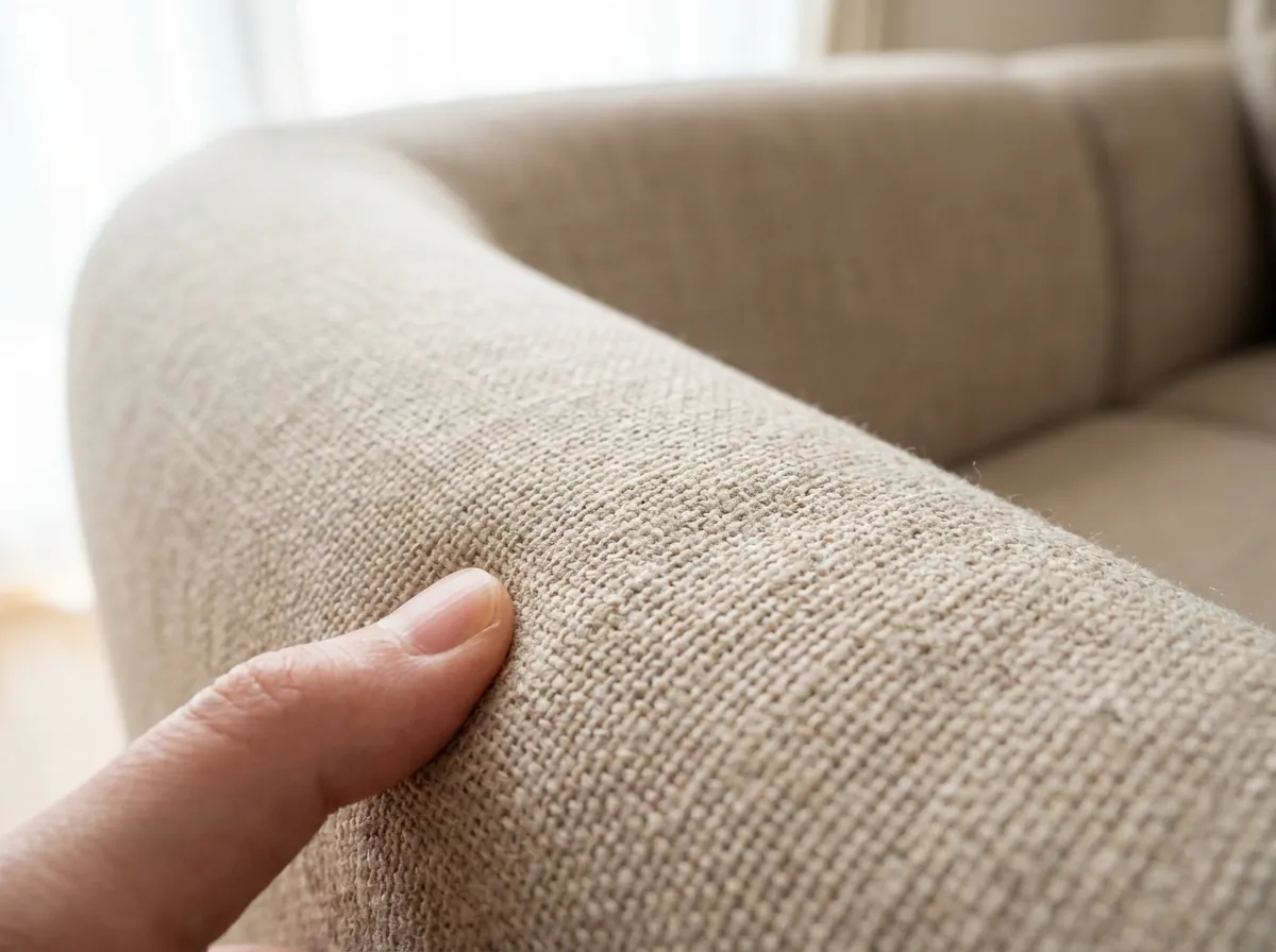 Vải linen chống xước trên tay sofa bền cho cặp đôi trẻ nuôi thú cưng