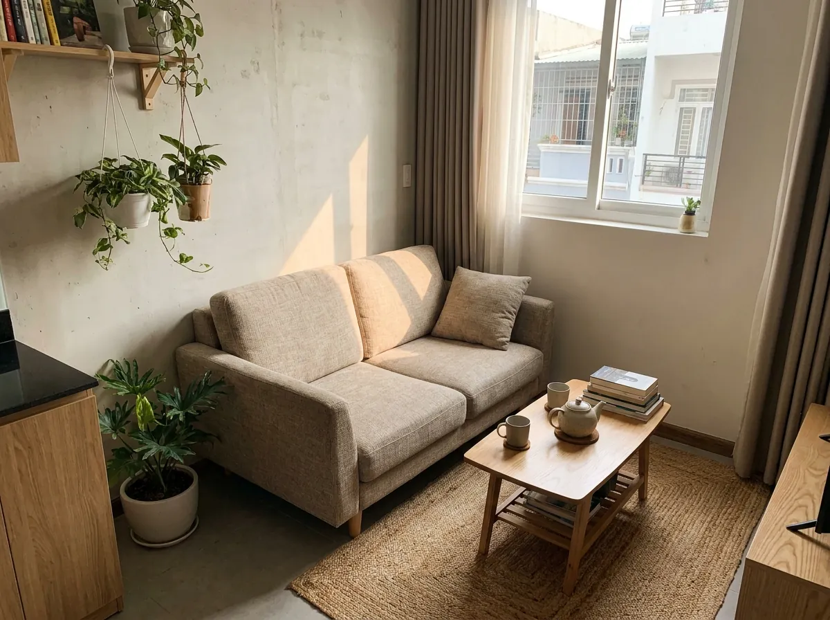 Sofa kích thước nhỏ gọn phù hợp phòng khách chung cư diện tích nhỏ