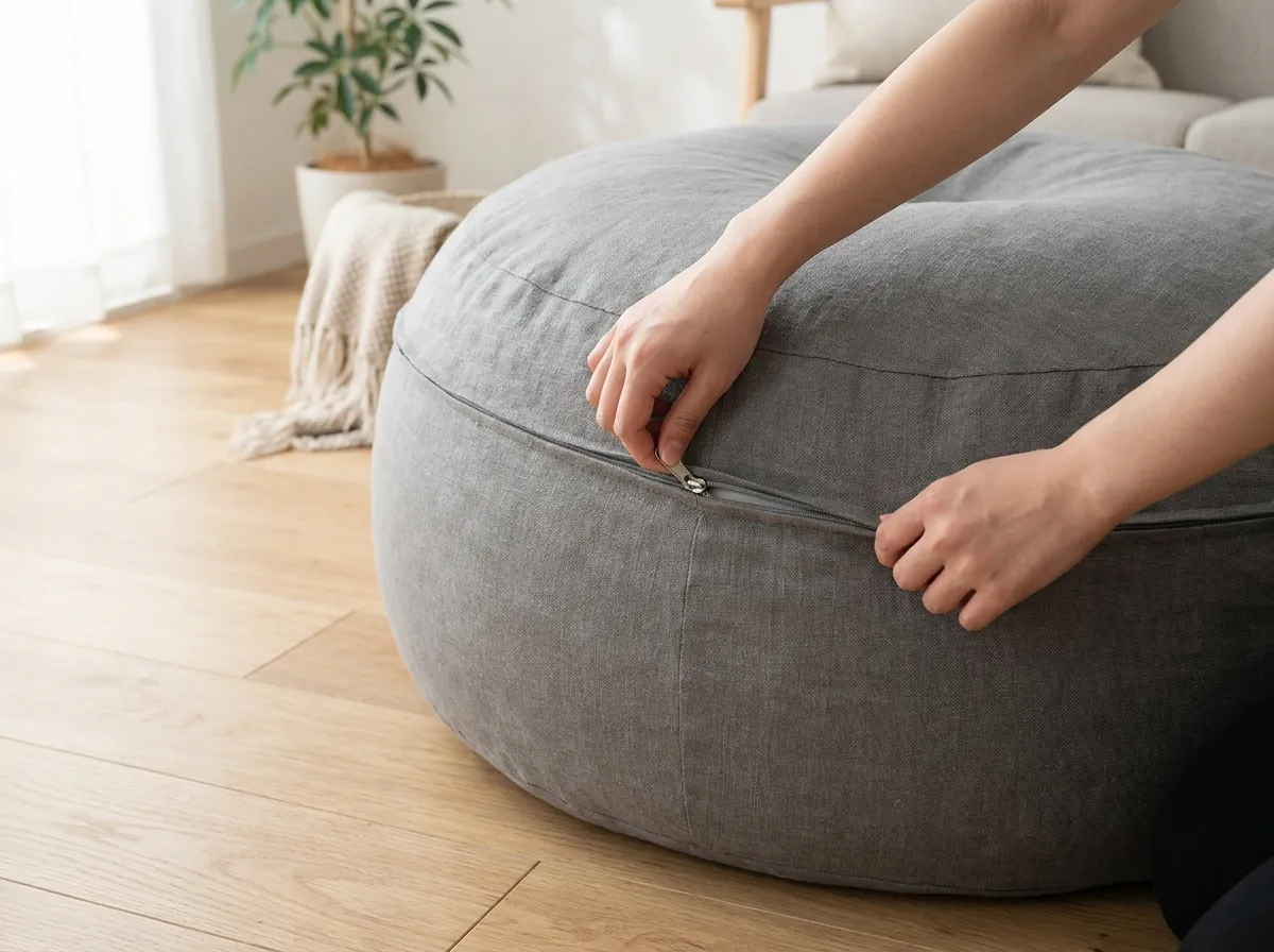 Tháo vỏ bọc ghế sofa lười để vệ sinh định kỳ