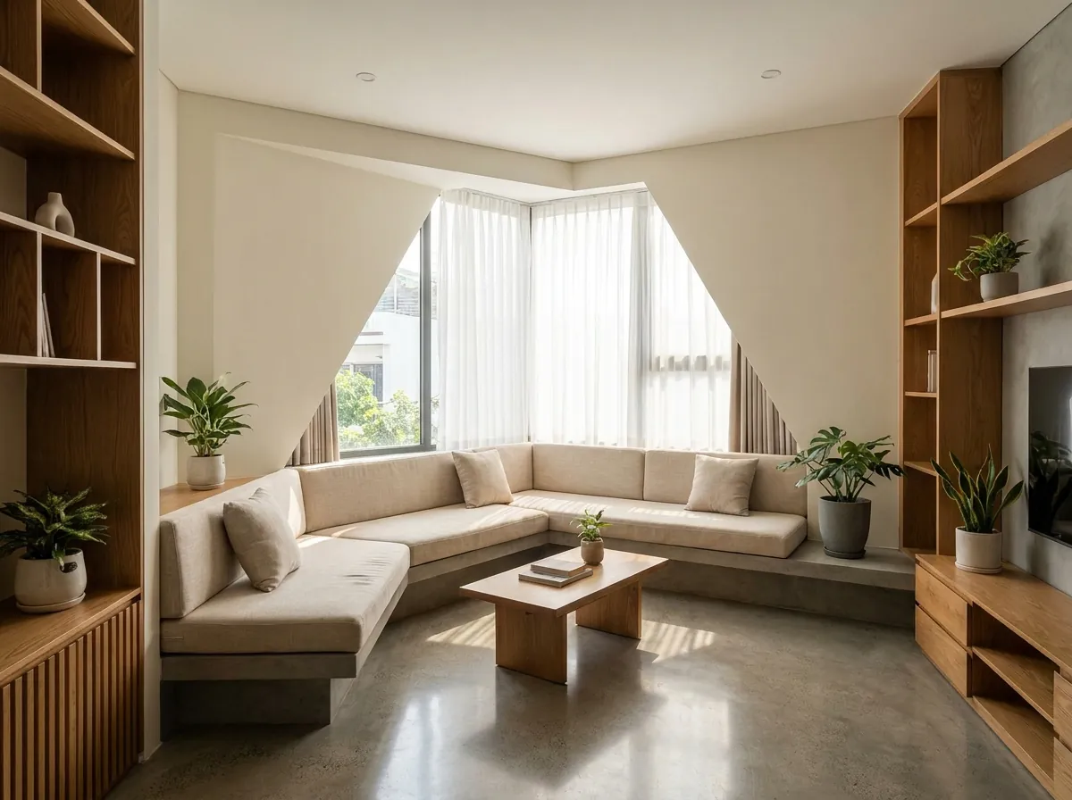 Sofa góc theo yêu cầu vừa khít với không gian phòng khách có kích thước đặc biệt